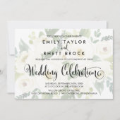 Zuidelijke Calligrafie Faded Floral Wedding Kaart (Voorkant)