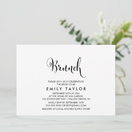 Zuidelijke Calligrafie | Floral Back Brunch Kaart (Staand voorkant)