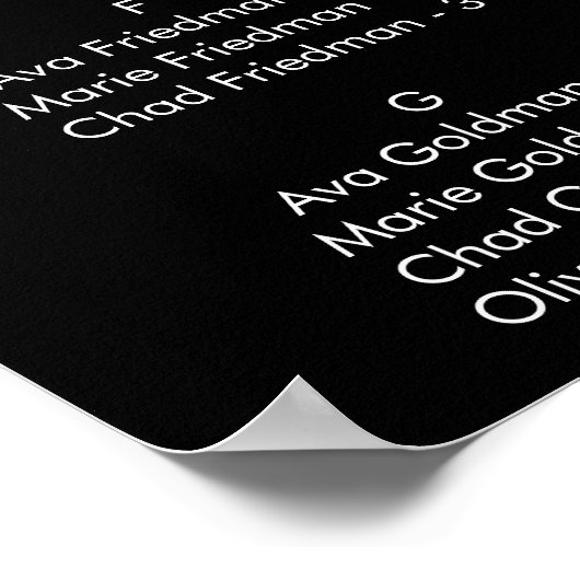 Zuidelijke Calligrafie Zwarte Alfabetische Zitplaa Poster (Hoek)