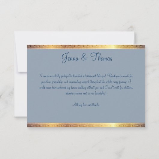 Zuidelijke Charm, Bridesmaid Hartelijk dank Bedankkaart (Achterkant)