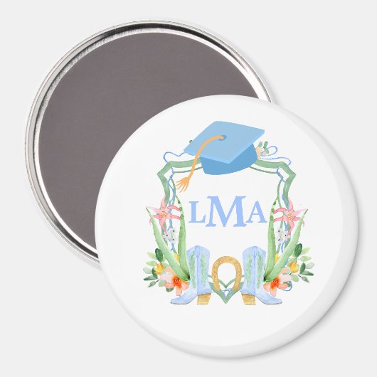 Zuidelijke Cowgirl Monogram Afstudeercadeau Magneet (Voorkant / Achterkant)