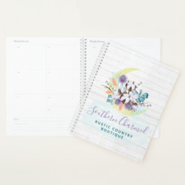 Zuidelijke Floral Cotton Moon & Rustic Wood Land Planner