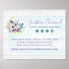 Zuidelijke Floral Cotton Moon & Rustic Wood Land Poster