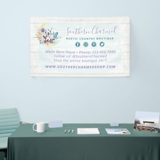 Zuidelijke Floral Cotton Moon & Rustic Wood Land Spandoek (Beurs)