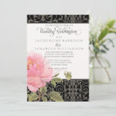 Zuidelijke Floral Wedding Pink Peonies in Iron Fen Kaart (Staand voorkant)