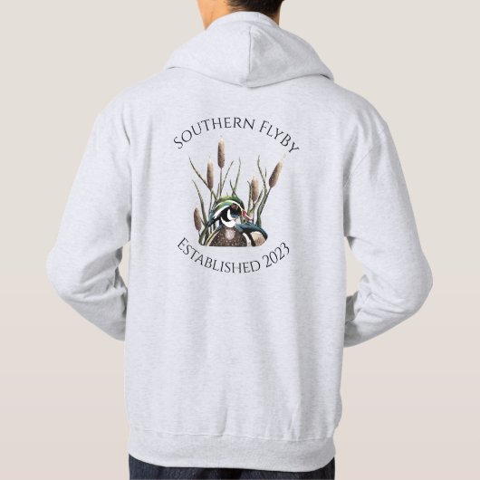 Zuidelijke FlyBy Hout Eend met Cattails Hoodie (Achterkant)
