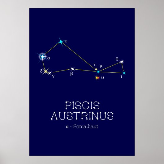 Zuidelijke Hemisphere Constellation Piscis Austrin Poster (Voorkant)