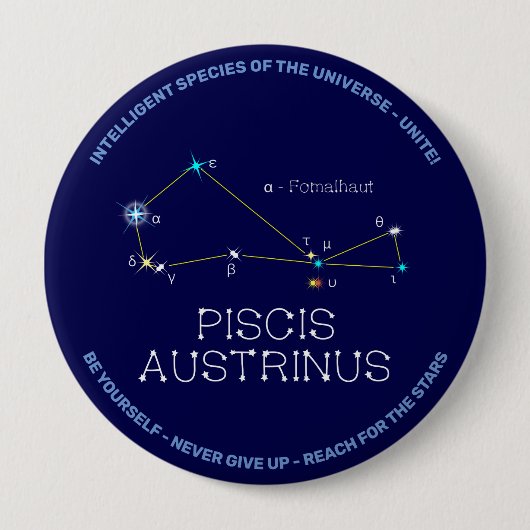 Zuidelijke Hemisphere Constellation Piscis Austrin Ronde Button 4,0 Cm (Voorkant)