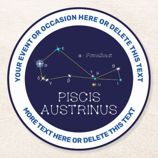 Zuidelijke Hemisphere Constellation Piscis Austrin Ronde Kartonnen Onderzetter (Voorkant)