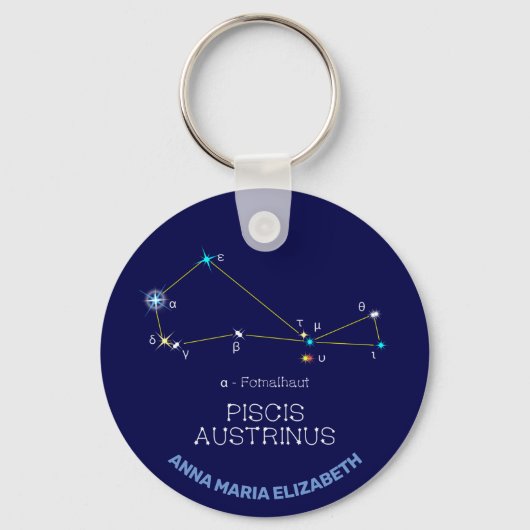 Zuidelijke Hemisphere Constellation Piscis Austrin Sleutelhanger (Voorkant)