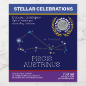Zuidelijke Hemisphere Constellation Piscis Austrin Wijn Etiket (Enkel label)