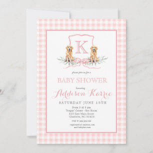 Zuidelijke hond Monogram Crest Baby Shower Uitnodi Kaart
