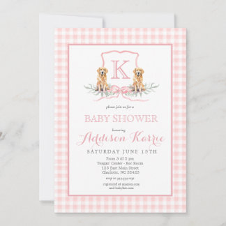 Zuidelijke hond Monogram Crest Baby Shower Uitnodi Kaart