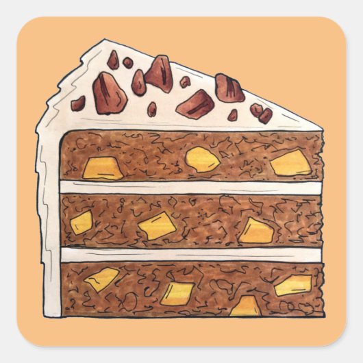 Zuidelijke Hummingbird Layer Cake Slice Dessert Vierkante Sticker (Voorkant)