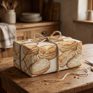 Zuidelijke karnemelk Biscuits Voedsel Illustratie Cadeaupapier