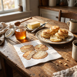 Zuidelijke karnemelk biscuits voedselillustratie servet