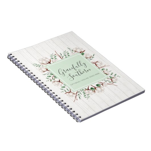 Zuidelijke katoenbloemen op witte Barn Wood Notitieboek (Rechterzijde)