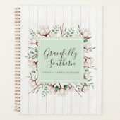 Zuidelijke katoenbloemen op witte Barn Wood Planner (Voorkant)
