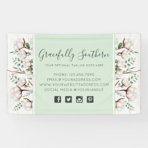 Zuidelijke katoenbloemen op witte Barn Wood Spandoek