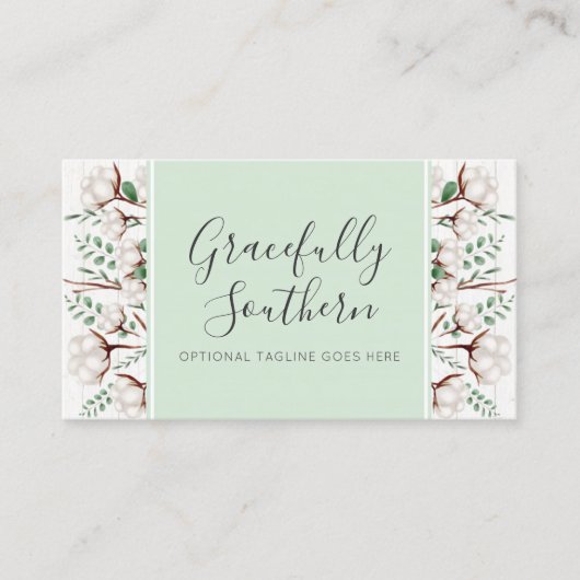 Zuidelijke katoenbloemen op witte Barn Wood Visitekaartje (Voorkant)