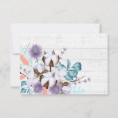 Zuidelijke Katoenen Bloem Bruiloft Uitnodiging RSV (Achterkant)