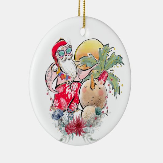 Zuidelijke Kerstmis | Heet Holly Jolly Santa Claus Keramisch Ornament (Rechts)