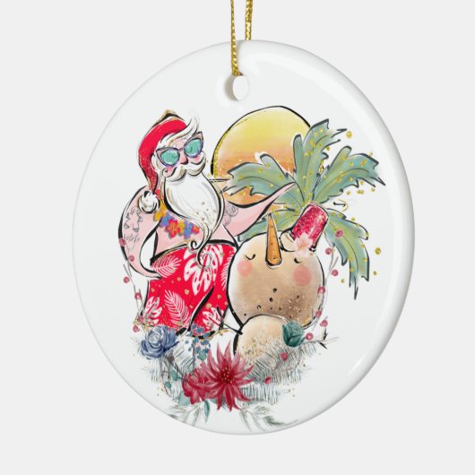 Zuidelijke Kerstmis | Heet Holly Jolly Santa Claus Keramisch Ornament (Links)