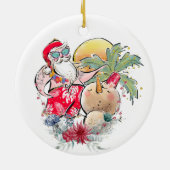 Zuidelijke Kerstmis | Heet Holly Jolly Santa Claus Keramisch Ornament (Achterkant)