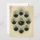 Zuidelijke leiders van de burgeroorlog briefkaart (Voorkant / Achterkant)