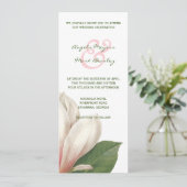 Zuidelijke Magnolia Bloem Bruiloft | roze en wit Kaart (Staand voorkant)