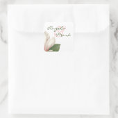 Zuidelijke Magnolia Bloem Bruiloft | roze en wit Vierkante Sticker (Tas)