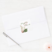 Zuidelijke Magnolia Bloem Bruiloft | roze en wit Vierkante Sticker (Envelop)