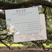 Zuidelijke Magnolia Bloemen Bruiloft Menu RSVP Kaa Kaart