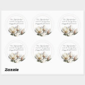 Zuidelijke Magnolia Bloemen Retouradres Ronde Sticker (Vel)