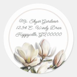 Zuidelijke Magnolia Bloemen Retouradres Ronde Sticker
