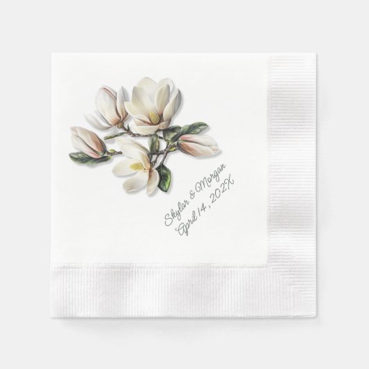 Zuidelijke Magnolia Bloemen Trouwservetten Servet (Voorkant)