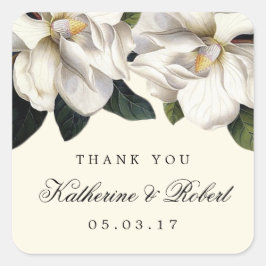 Zuidelijke Magnolia Botanische Bruiloft Favor Stic Vierkante Sticker