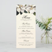 Zuidelijke Magnolia Botanische Bruiloft Menu Kaart (Staand voorkant)