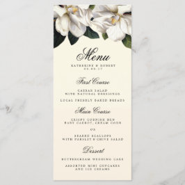 Zuidelijke Magnolia Botanische Bruiloft Menu Kaart