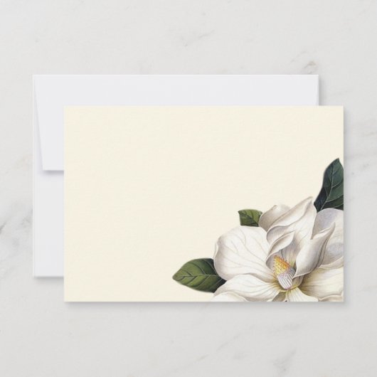 Zuidelijke Magnolia Botanische Bruiloft RSVP Kaart (Achterkant)