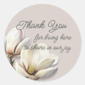 Zuidelijke Magnolia bruiloft dank u Ronde Sticker (Voorkant)