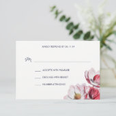 Zuidelijke Magnolia bruiloft Midnight Blue RSVP Kaartje (Staand voorkant)