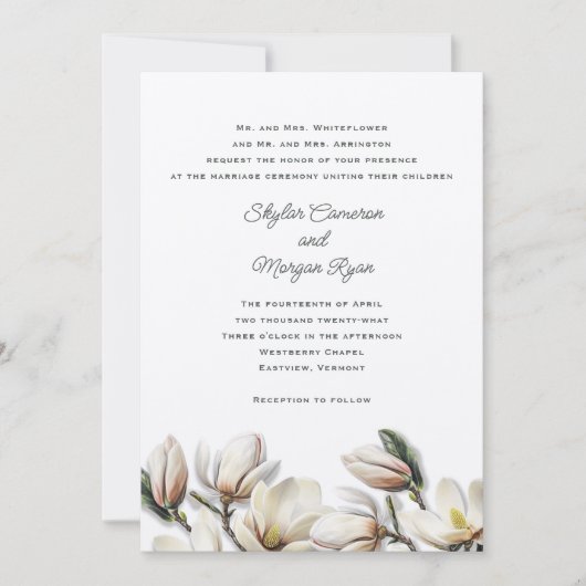 Zuidelijke Magnolia bruiloft ouders uitnodigend Kaart (Voorkant)
