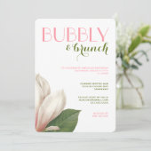 Zuidelijke Magnolia Bubbly Brunch | Roze Groen Wit Kaart (Staand voorkant)