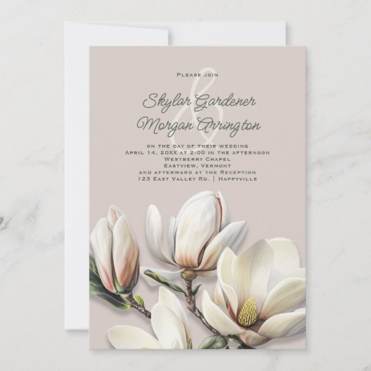 Zuidelijke Magnolia Casual bruiloft uitnodiging (Voorkant)