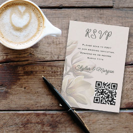 Zuidelijke Magnolia Huwelijks QR-code RSVP-kaarten Kaart
