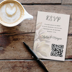 Zuidelijke Magnolia Huwelijks QR-code RSVP-kaarten Kaart