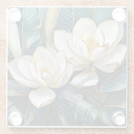 Zuidelijke Magnolia kunst Glazen Onderzetter (Achterkant)