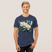 Zuidelijke Magnolia kunst Tri-Blend Shirt (Voorkant volledig)