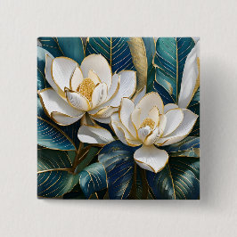 Zuidelijke Magnolia kunst Vierkante Button 5,1 Cm